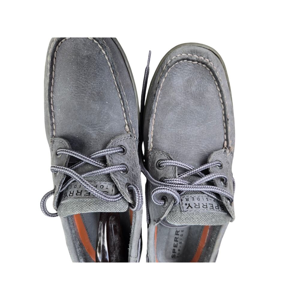 e: Sperry Top-Sider Surveyor 2-Eye Boat Shoes Gray Leather Mesh Men's size 10
